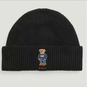 Polo Ralph Lauren Polo Bear Black Knit Beanie Winter Hat NWT